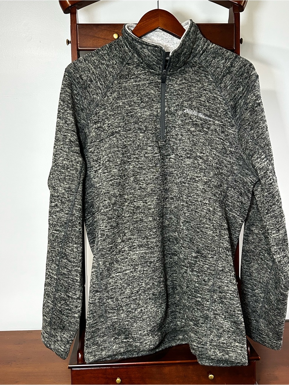 Eddie Bauer Men's Large Heather Gray Quarter-Zip Pullover Long Sleeve Full Zip